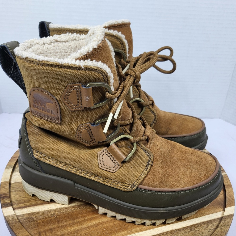 Sorel Lennox Street Waterproof Boots Womens 5 Omega Taupe Olive NL4469-242 - Picture 2 of 11